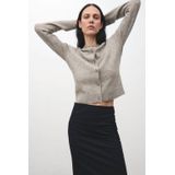 Mango gebreid vest grijs melange