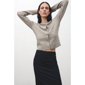 Mango gebreid vest grijs melange