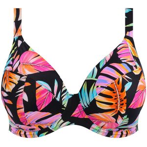 Elomi niet-voorgevormde beugel bikinitop Tropical Falls zwart/roze/oranje