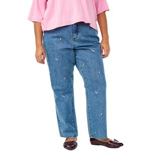 Zizzi high waist straight leg jeans medium blue denim