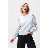 Catwalk Junkie - Strass Sweater With Cut Out - Lichtgrijs - Sweater