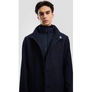 QS manteljas met wol donkerblauw