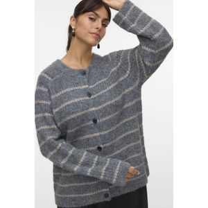 VERO MODA CURVE gestreepte vest grijs melange gebreid