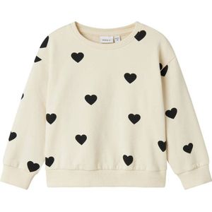 NAME IT MINI sweater NMFODINA met hartjes ecru/zwart