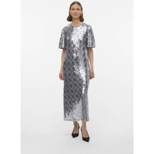 VERO MODA geruite midi jurk met pailletten zilver