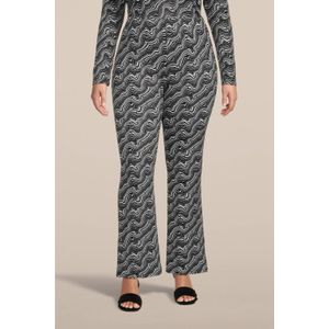 NOISY MAY Curve high waist flared broek NMDESTINY met all over print zwart/wit