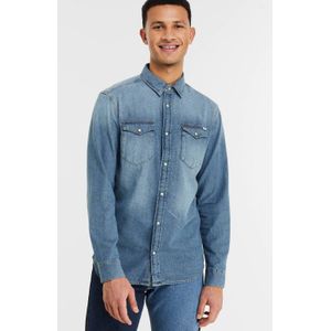 JACK & JONES ESSENTIALS slim fit overhemd JJESHERIDAN medium blue denim