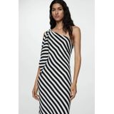 Mango gestreepte maxi jurk zwart/ wit