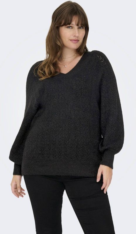 ONLY CARMAKOMA gebreide trui zwart ajour