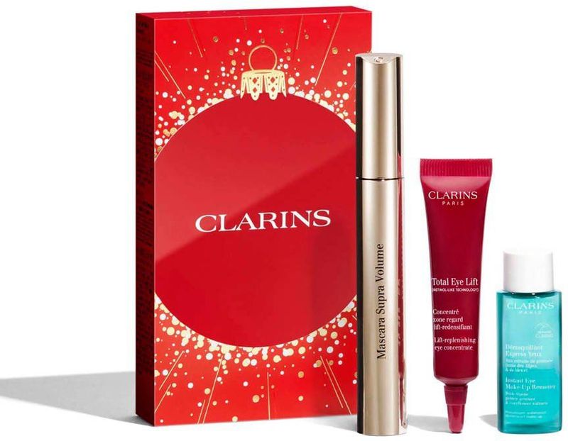Clarins Set - Supra Volume Mascara 8 ml + Total Eye Lift 7 ml + Instant Eye Make-up Remover 10 ml