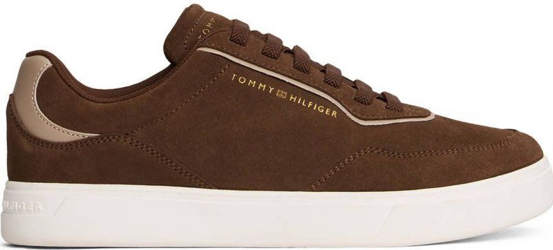 Tommy Hilfiger - Plateausneakers - Donkerbruin - Vrijetijdsschoen - Veterschoen met Zijlogo-Debossing