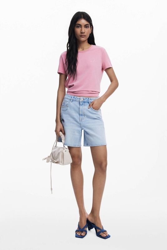 Desigual - T-shirt - Effen - Katoen - Detail in Strass