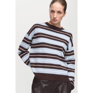 Mango gestreepte pullover donkerbruin