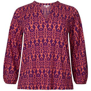 Miss Etam Plus top Misha met all over print paars/oranje