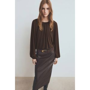 Mango top donkerbruin fijn gebreid