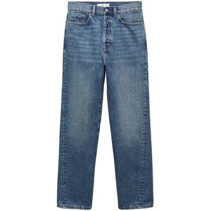 Mango high waist straight jeans medium blue denim
