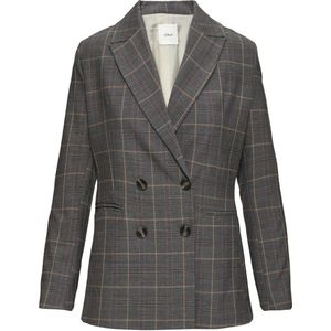 s.Oliver BLACK LABEL geruite rechtvallende blazer marine/ beige