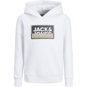 JACK & JONES JUNIOR hoodie JCOLOGAN met logo wit