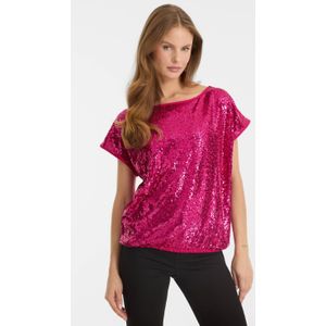 Anytime top met pailletten roze