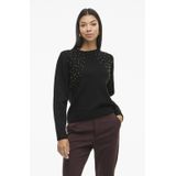 Vila - Vilanie O-neck Deco Knit Top - Zwart - Dames