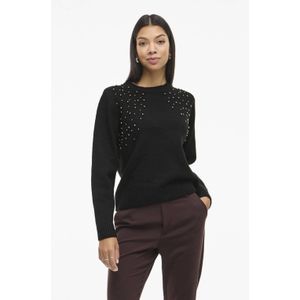 Vila - Vilanie O-neck Deco Knit Top - Zwart - Dames