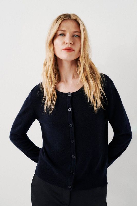 Caroll gebreid vest van kasjmier marineblauw