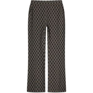 Summum geruite high waist flared broek met jacquard zwart