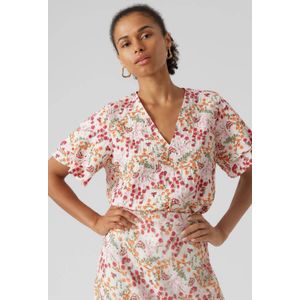 VERO MODA gebloemde top VMUTILLA roze/geel/groen