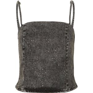 SELECTED FEMME crop top SLFDOA met studs black denim