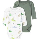 NAME IT BABY romper NBMBODY - set van 2 groen/wit