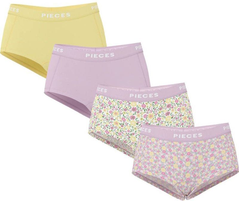 PIECES short PCLOGO (set van 4) roze/geel