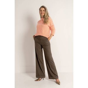 Claudia Sträter - Wide Leg High Waist Pantalon - Donkerbruin