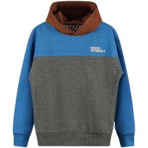 Moodstreet hoodie blauw/grijs/bruin