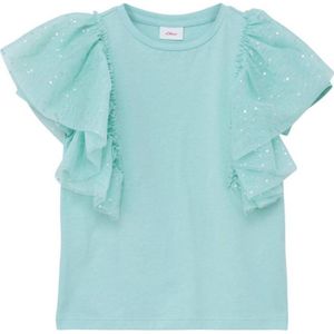 s.Oliver T-shirt met ruches turquoise