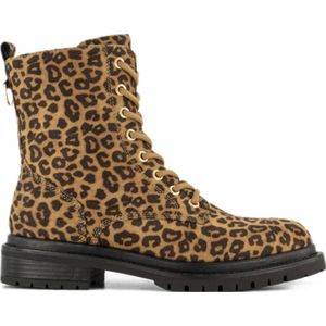 Graceland veterboots met panterprint beige/zwart