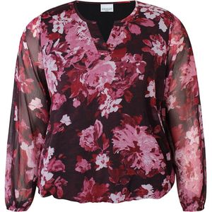 Zhenzi gebloemde top donkerrood