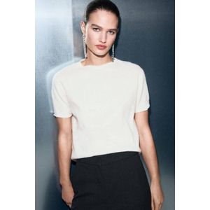 Mango gebreide trui met wol ecru met pailletten