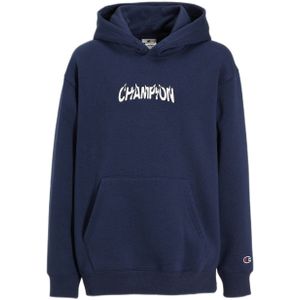 Champion hoodie met backprint donkerblauw/wit