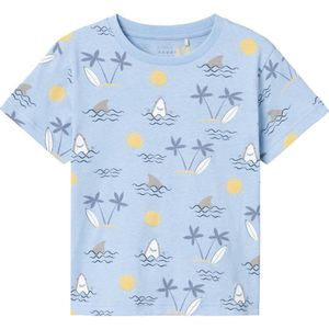 NAME IT MINI T-shirt NMMVALTHER met all over print lichtblauw/geel/wit