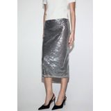 Mango kokerrok met pailletten zilver