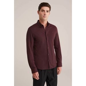 Fundamentals - Slim Fit Overhemd - Aubergine - Katoen