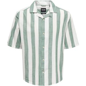 ONLY & SONS gestreept regular fit overhemd ONSTES groen