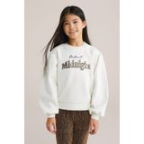WE Fashion - Sweatshirt - Sand - Zwart - Offwhite
