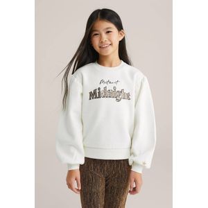 WE Fashion - Sweatshirt - Sand - Zwart - Offwhite