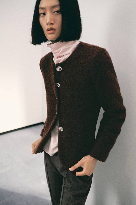 Mango boucle jasje bruin