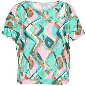 Cassis T-shirt met grafische print groen/roze/bruin
