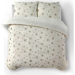 Sleeptime - Glamour Flanel Stars Foil - Dekbedovertrek - Creme - 240 x 220