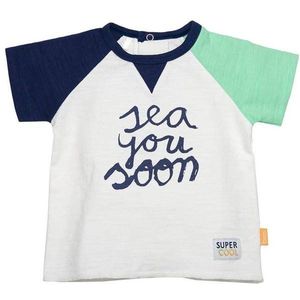 BESS baby T-shirt met tekst wit/groen/blauw