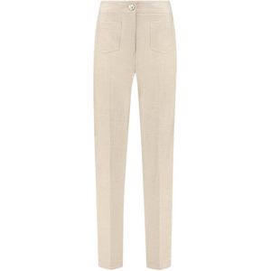 Fifth House high waist straight fit broek beige