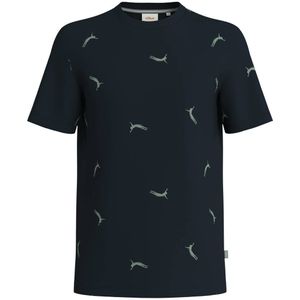 s.Oliver regular fit T-shirt met all over print donkerblauw